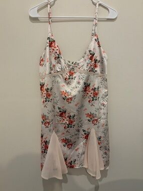Princess Polly Cream Satin Mini Slip Dress with Rose Print